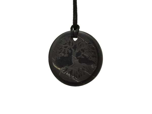 Shungit medál életfa gravírozott 30mm