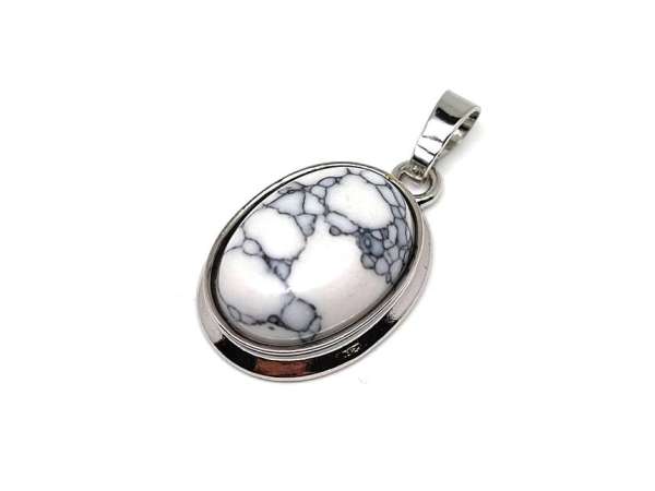 Ovális medál fém Howlit utánzat 1,5x2cm