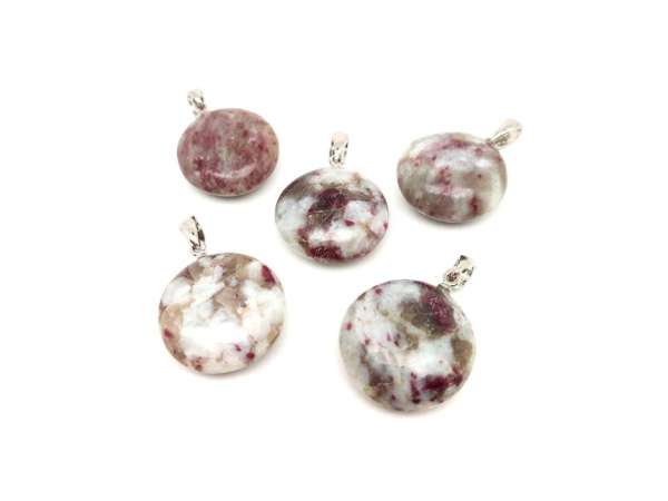 Lencse medál rubellit kvarc 25mm (MDG)