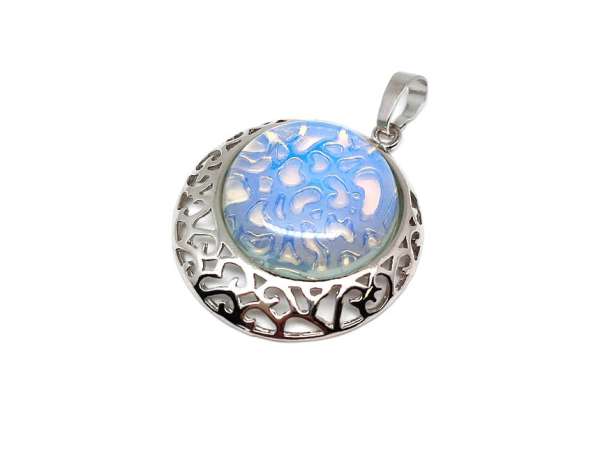 Kerek medál fém Opalit 3cm