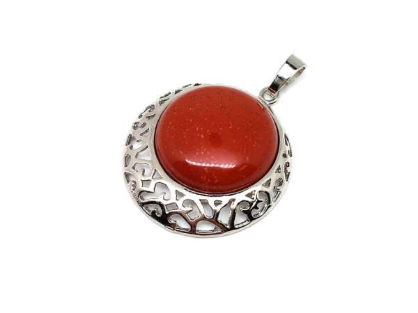 Kerek medál fém Jáspis vörös 3cm