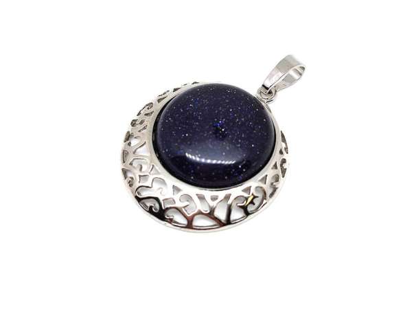 Kerek medál fém Goldstone kék 3cm