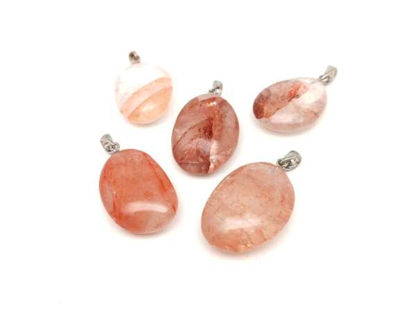 Lencse medál Hematoid kvarc vörös AA (MDG)