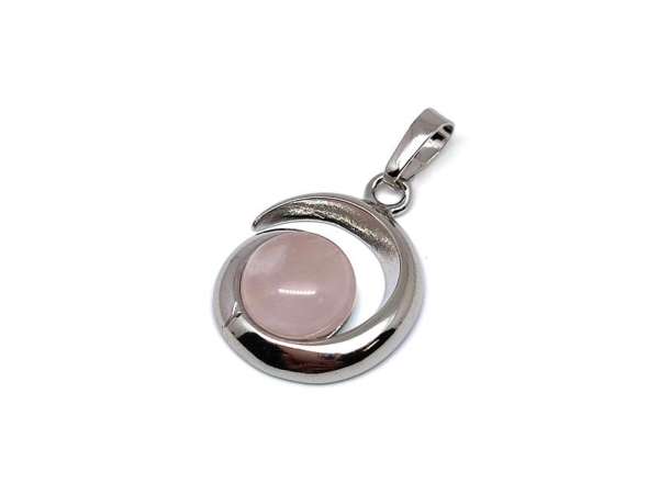 Spirál medál fém Rózsakvarc 2cm