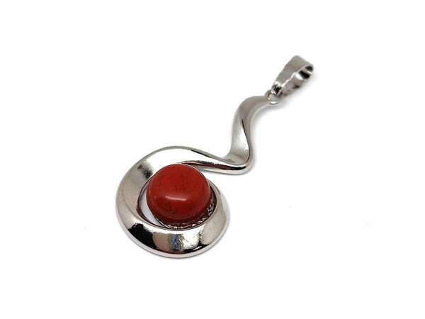 Spirál medál fém Jáspis vörös 2x3,5cm