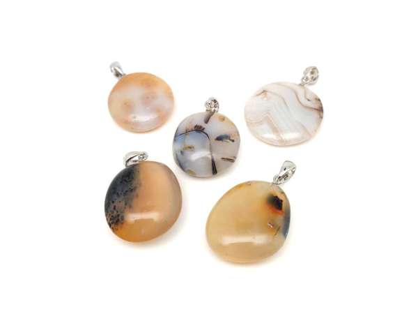 Lencse medál achát dendrites 25-30mm (MDG)