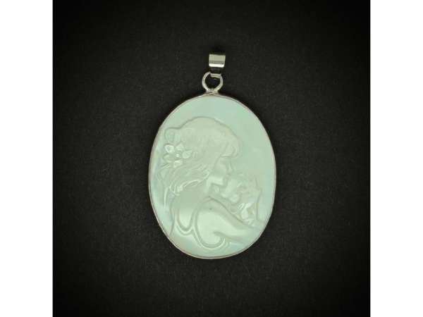 Ovális fém medál kámea kagyló 30x40mm