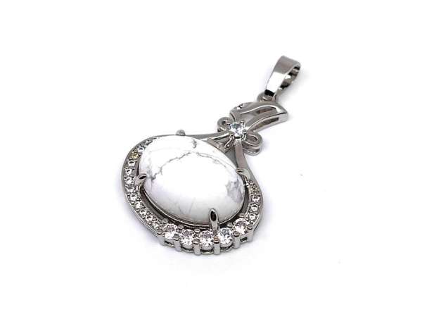 Ovális medál fém str Howlit 2,5x3cm