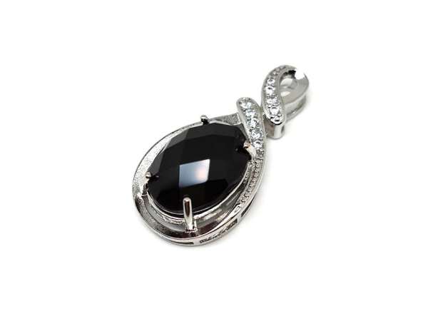 Ovális medál fém str faz Ónix 2x4cm