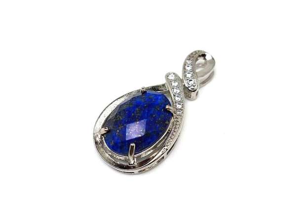 Ovális medál fém str faz Lapis lazuli 2x4cm