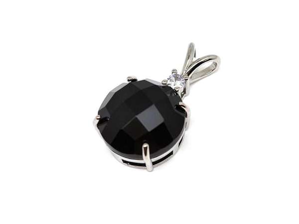 Kerek medál fém faz Obszidián 16mm