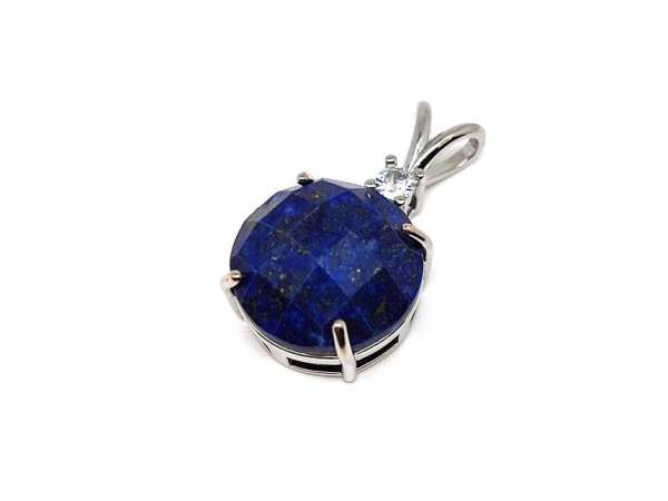 Kerek medál fém faz Lapis lazuli 16mm