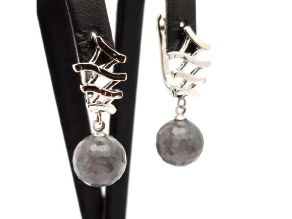 Fülbevaló faz golyó achát szürke hullám záras 12mm