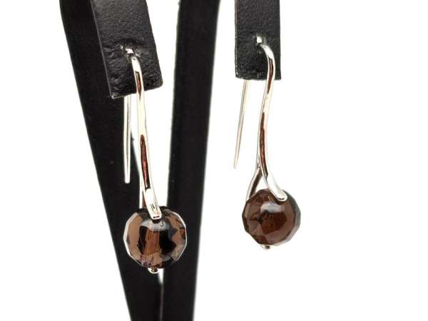 Fülbevaló faz golyó füstkvarc ívelt lógós 10-11mm