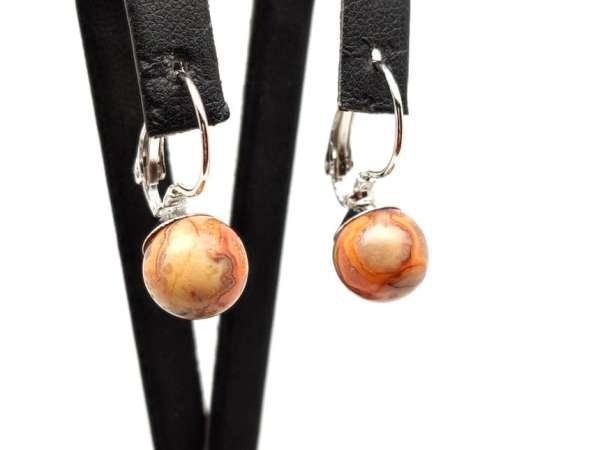 Fülbevaló golyó achát csipke záras 8-8,5mm