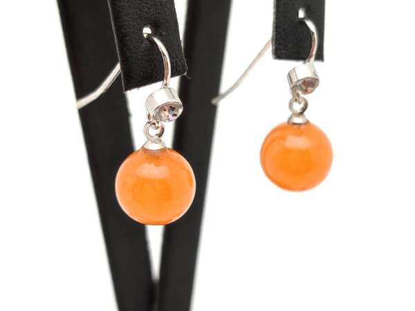 Fülbevaló golyó aventurin barack bedugós strasszos 10mm