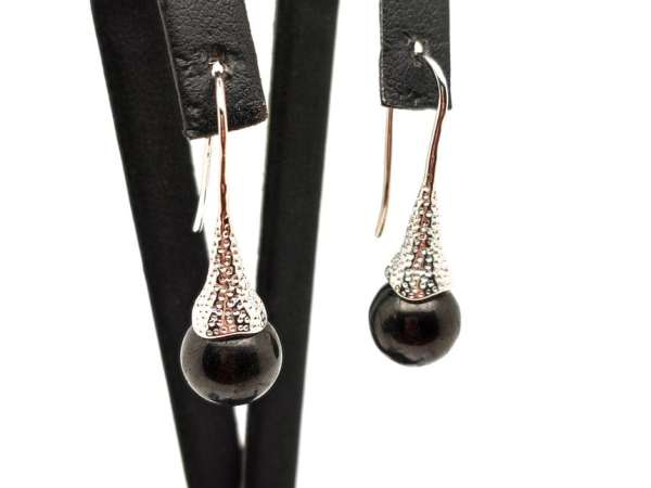 Fülbevaló golyó gagát mintás kürt lógós 10-10,5mm