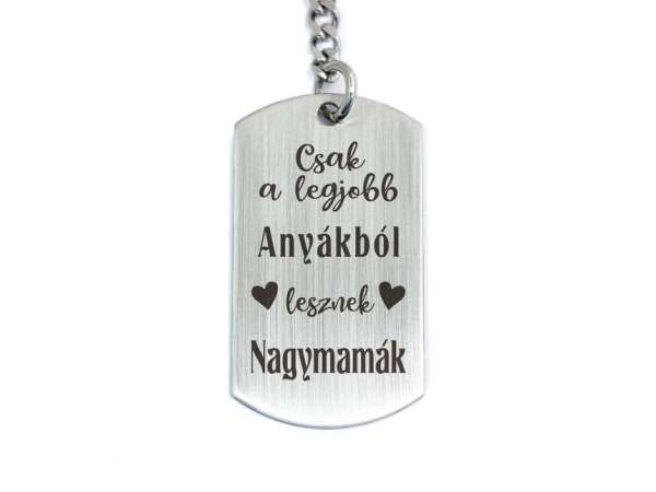 Legjobb nagymamák acél medálos kulcstartó