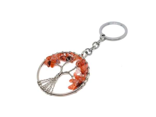 Életfa drótos karneol kulcstartó 5cm