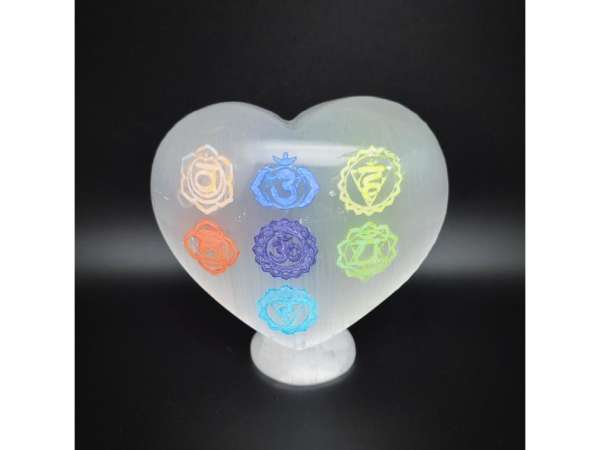 Szelenit szív álló csakra színes 10-12cm