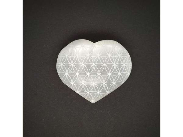 Szelenit szív életvirág gravírozott 6-7cm