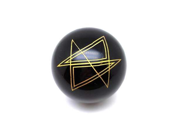 Golyó Obszidián arany háromszög 5cm