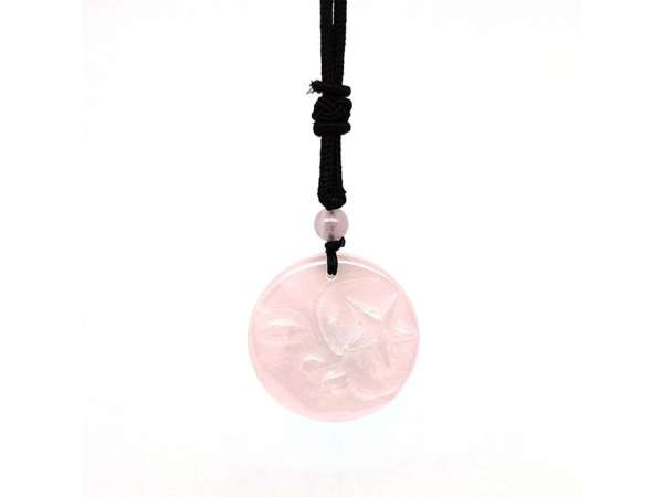 Kör hold csillag rózsakvarc medál zsinóron 3,5cm