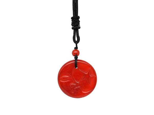 Kör hold csillag karneol medál zsinóron 3,5cm