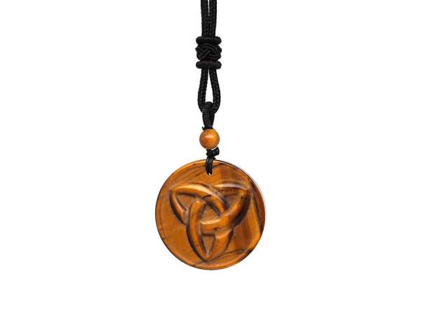 Kör trefoil tigrisszem medál zsinóron 3,5cm