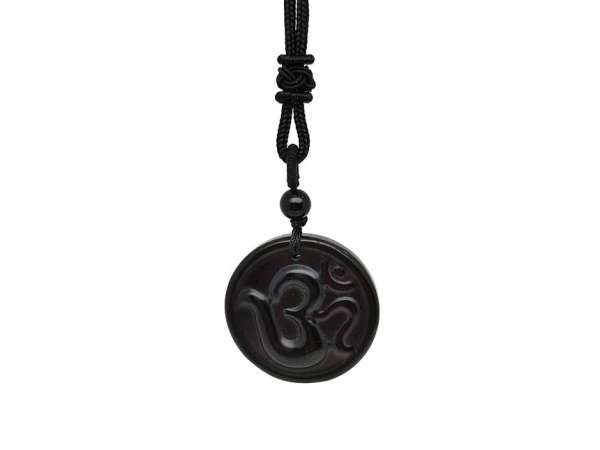 Kör om obszidián medál zsinóron 3,5cm