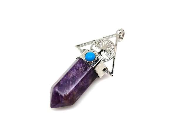 Csúcs fém életfa ametiszt medál 3x5,5cm