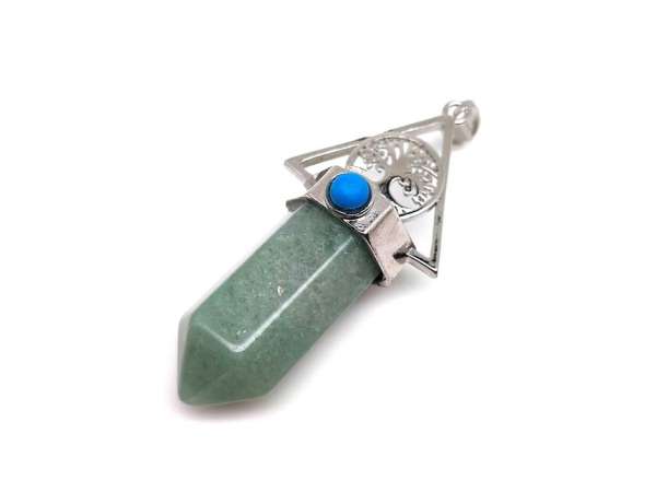 Csúcs fém életfa aventurin medál 3x5,5cm