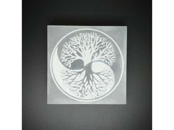 Szelenit négyzet yin yang életfa 7-8cm