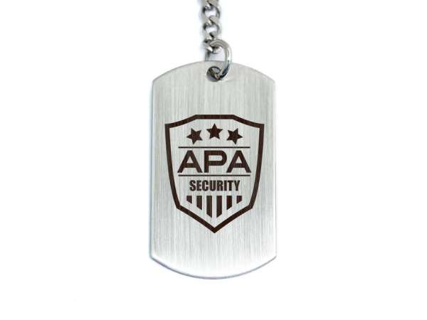 Apa security acél medálos kulcstartó