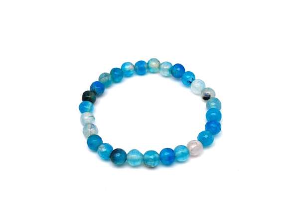 Achát faz szín kék gyerek golyó karkötő 6mm