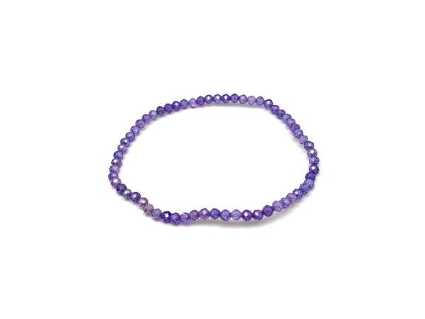 Cirkon fazettált levendula golyó karkötő 3mm