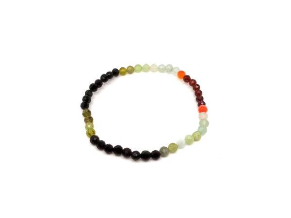 Mix zöld bordó fekete fazettált golyó karkötő 4mm