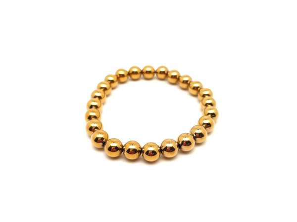 Achát electroplated arany golyó karkötő 8mm