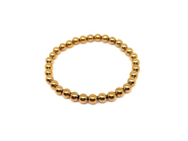 Achát electroplated arany golyó karkötő 6-7mm