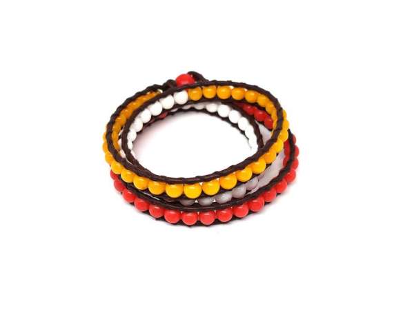 Jáde mix szin golyó 6mm bőrrel font kari 58cm