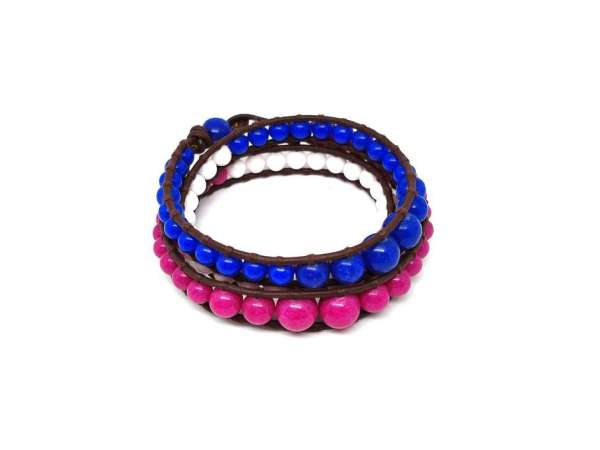 Jáde mix szin golyó 6-10mm bőrrel font kari 58cm