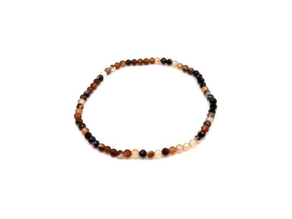 Achát barna fazettált golyó karkötő 3-3,5mm