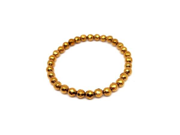 Achát hatszög faz aura arany golyó karkötő 6-7mm