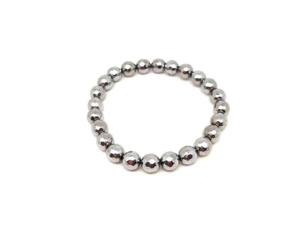 Achát hatszög faz aura ezüst golyó karkötő 7-8mm