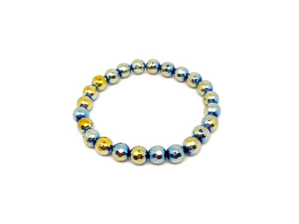 Achát hatsz. faz aura sárga kék golyó kari 7-8mm