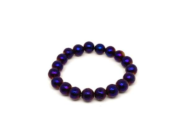 Achát hatszög faz aura lila golyó karkötő 10-11mm