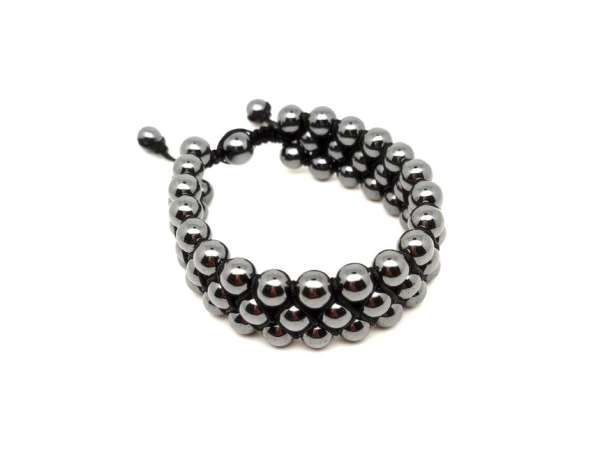 Hematit 3 soros golyó karkötő 8mm