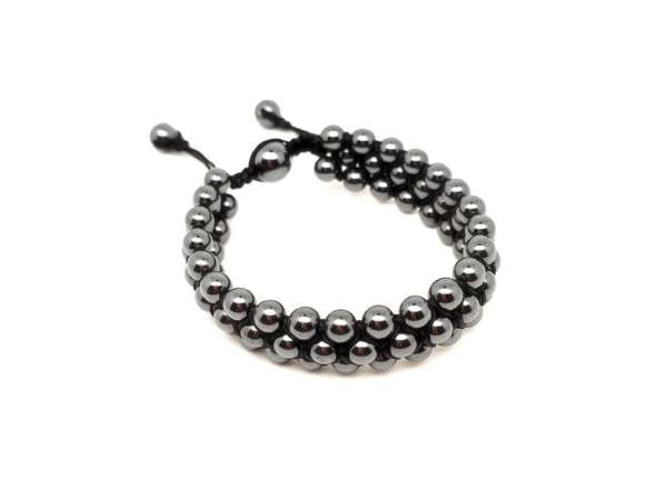 Hematit 3 soros golyó karkötő 6mm