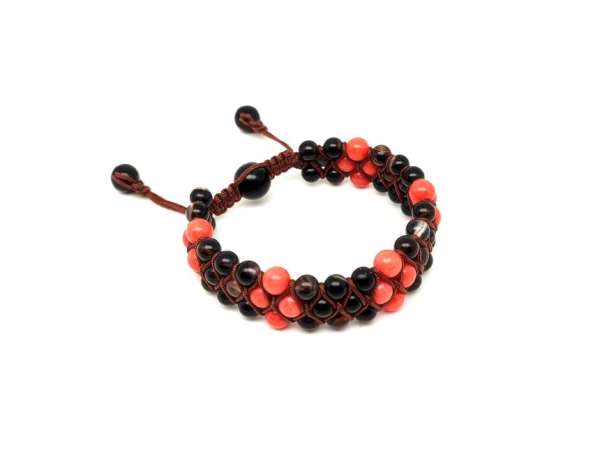 Achát jáde szinezett piros 3 soros golyó kari 6mm