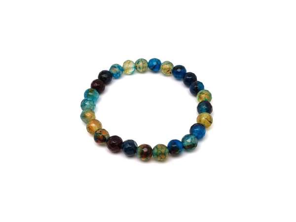 Achát faz szin kék barna gyerek golyó karkötő 6mm